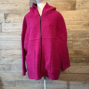 Le Nove Caposhie women’s fuchsia hooded zip up jacket in one size made in Italy